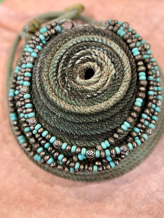 4 Strand Turquoise and Silver Necklace